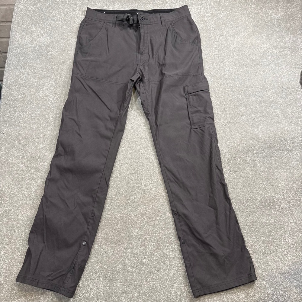 Prana Zion Relaxed Fit Cargo Hiking Pants Mens 33x32 Charcoal Gray Stretch Gorp